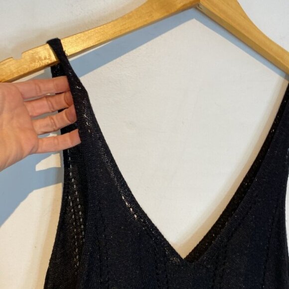 NWT Hunter and Brown pointelle black metallic maxi tank dress size medium - Picture 6 of 9